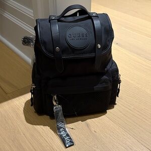 GUESS Black Mini Backpack with Silver Details